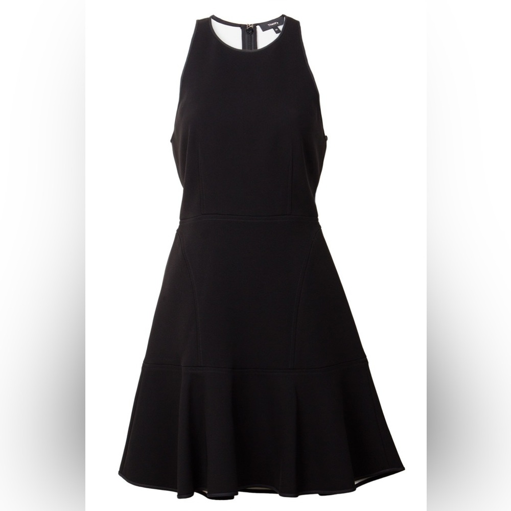 THEORY Theory Felicitina Sleeveless Black Crepe Mini Dress Fluted Skirt Size 8 - Picture 3 of 14